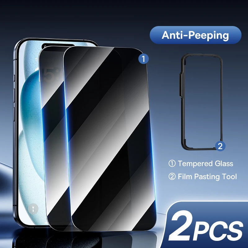 Baseus Tempered Glass Screen Protector for iPhone 17, 16 Pro Max, 15, 14, 13, 12, 11 - Clear Anti-Peeping Edge Film