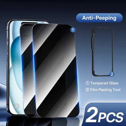 Baseus Tempered Glass Screen Protector for iPhone 17, 16 Pro Max, 15, 14, 13, 12, 11 - Clear Anti-Peeping Edge Film