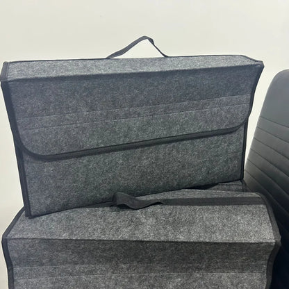 Gray Anti-Slip Car Trunk Organizer | Soft Felt Compartment Storage Bag for Vehicle Accessories