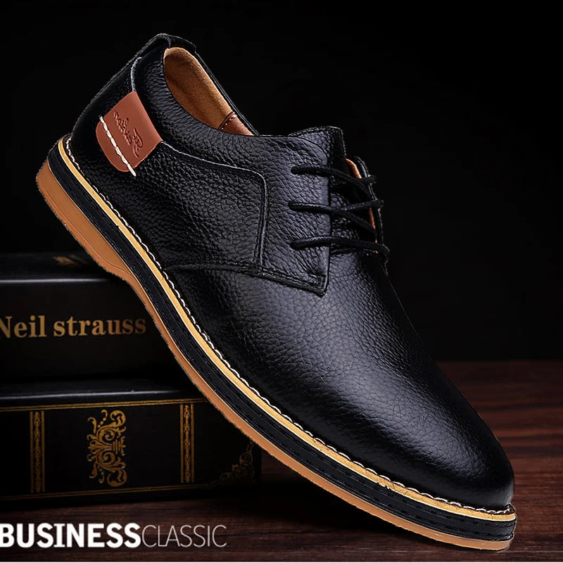 Men's Genuine Leather Brogue Oxfords - Italian Luxury Dress Shoes, Lace-Up Moccasins, Casual Plus Size 38-48