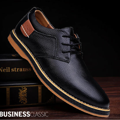 Men's Genuine Leather Brogue Oxfords - Italian Luxury Dress Shoes, Lace-Up Moccasins, Casual Plus Size 38-48
