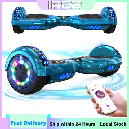 RCB 6.5 Inch Bluetooth Hoverboard with LED Lights - Fun Ride for Kids and Adults