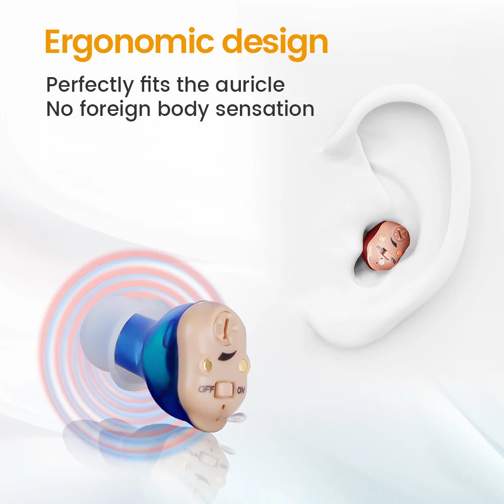 Rechargeable ITE Hearing Aids for Seniors - Invisible Mini Sound Amplifier for Enhanced Listening Experience