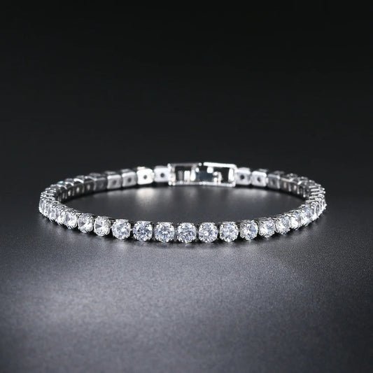 Silver Zircon Tennis Bracelet for Women & Men - Dazzling 2.5/3/4/5mm Crystal Hand Chain for Weddings & Punk Fashion Jewelry