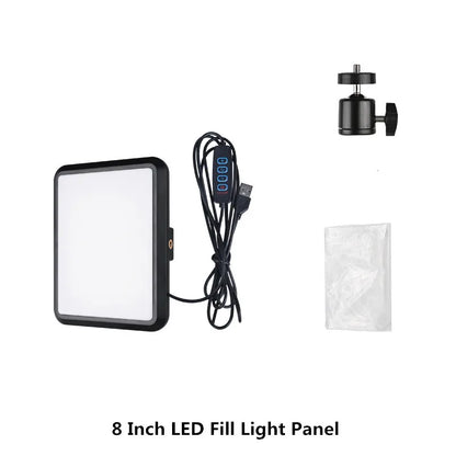 8/12 Inch LED Video Light Kit for YouTube Live Streaming and Photography with Tripod Stand