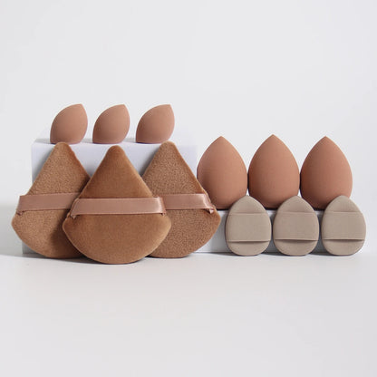 12-Piece Versatile Makeup Sponge Set for Flawless Application: 3 Loose Powder Puffs, 3 Mini Air Cushion Puffs, 3 Beauty Eggs