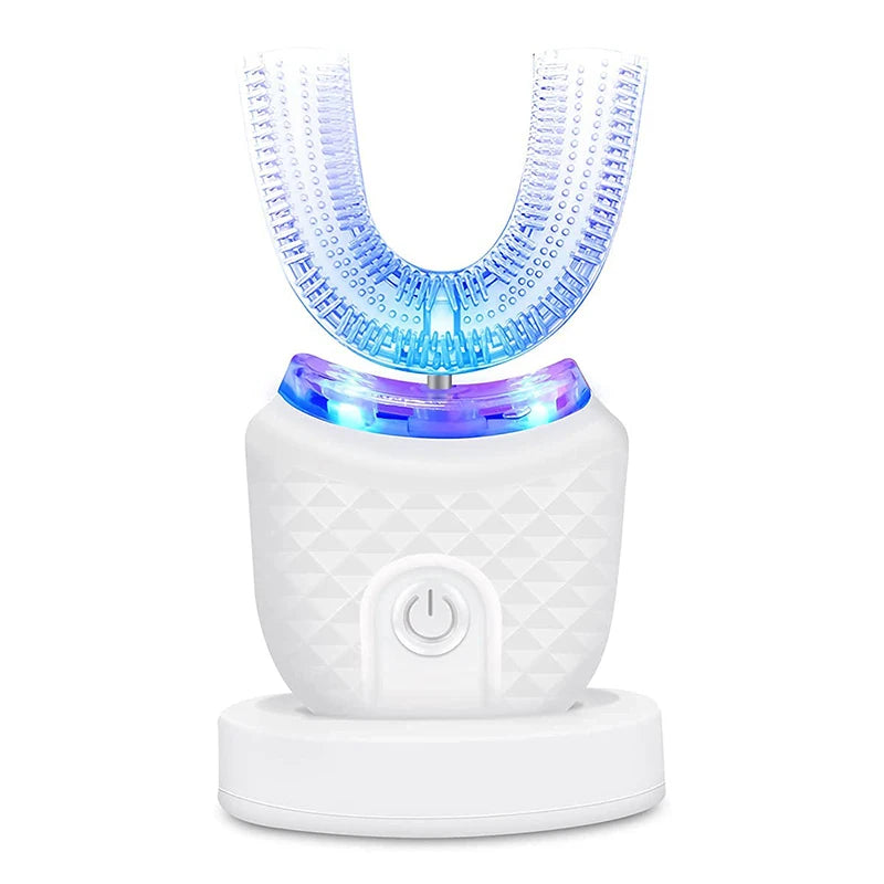 Wireless Charging Ultrasonic Toothbrush for Adults - U-Shaped Silicone Waterproof Sonic Vibration Technology