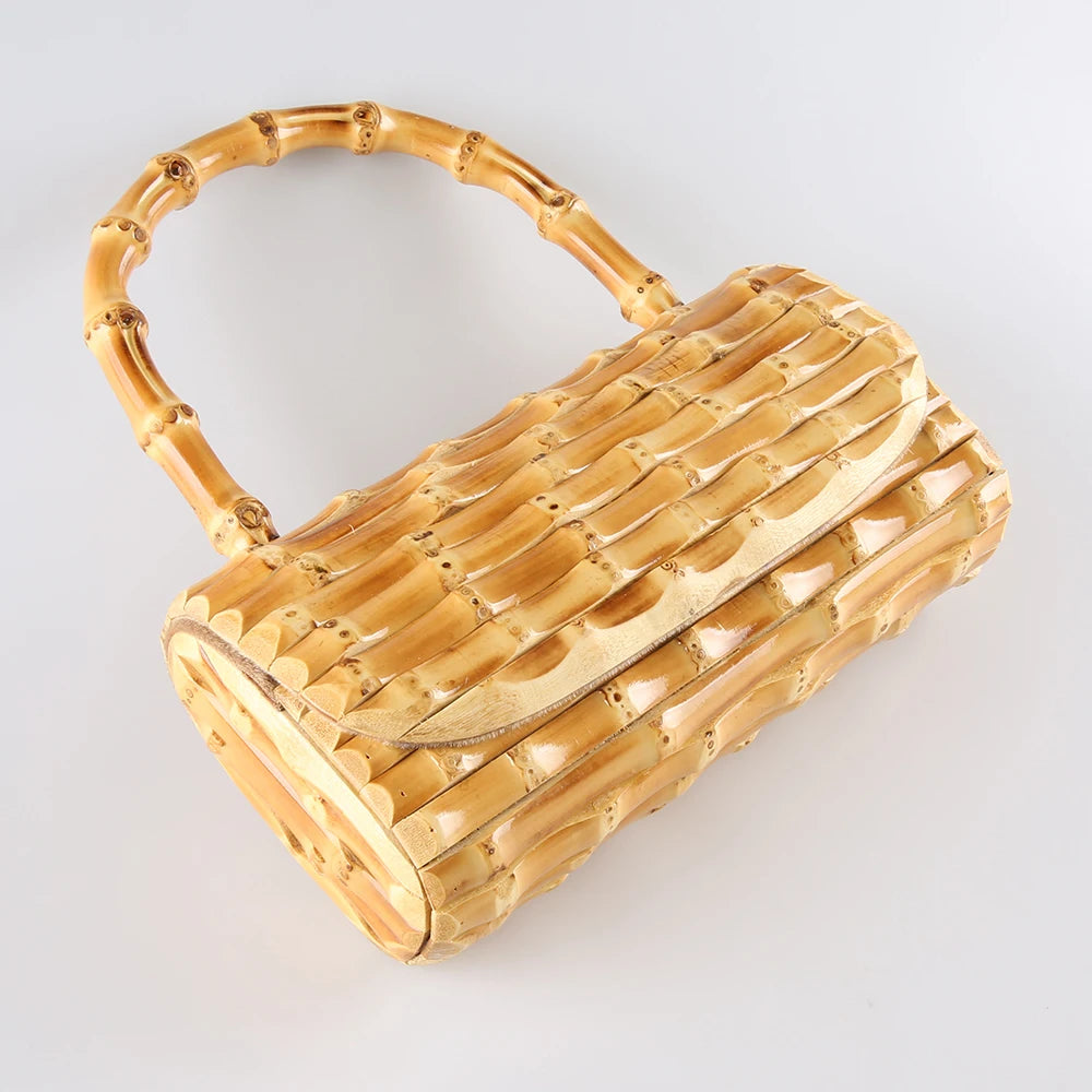 Nilerun Women's Handmade Bamboo Evening Bag - Unique Rattan Straw Purse for Chic Night Out