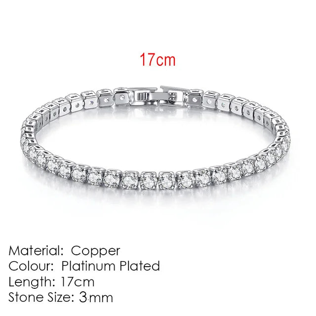 Silver Zircon Tennis Bracelet for Women & Men - Dazzling 2.5/3/4/5mm Crystal Hand Chain for Weddings & Punk Fashion Jewelry