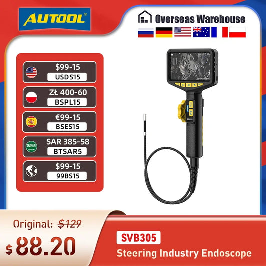AUTOOL SVB305 720P HD Automotive Endoscope Camera with Light for Car Inspections and Repairs