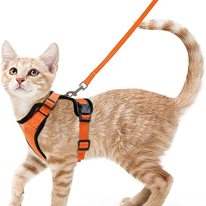 Cat Harness and Leash Set - Adjustable Escape-Proof Vest for Safe Walking with Your Cat