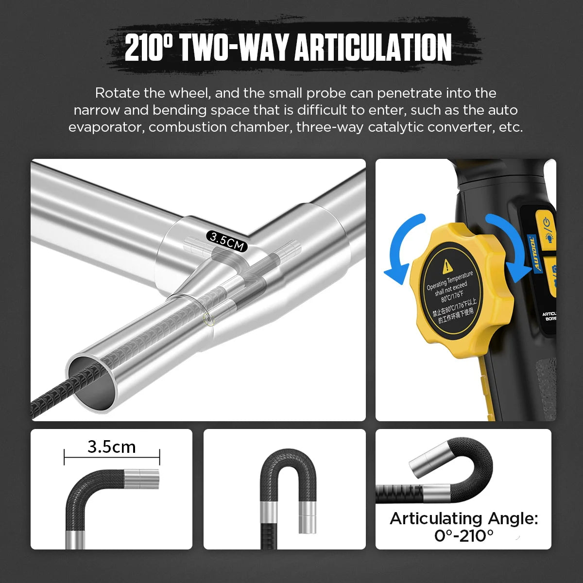 AUTOOL SVB305 720P HD Automotive Endoscope Camera with Light for Car Inspections and Repairs