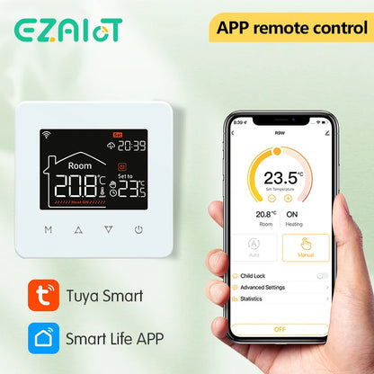 Tuya Smart Home WiFi Thermostat for Electric & Water Floor Heating Systems - Compatible with Google Home & Alexa
