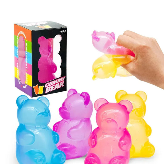 Cute Bear Sensory Squeeze Toy for Kids - Colorful Dough Stress Relief & Desk Decoration