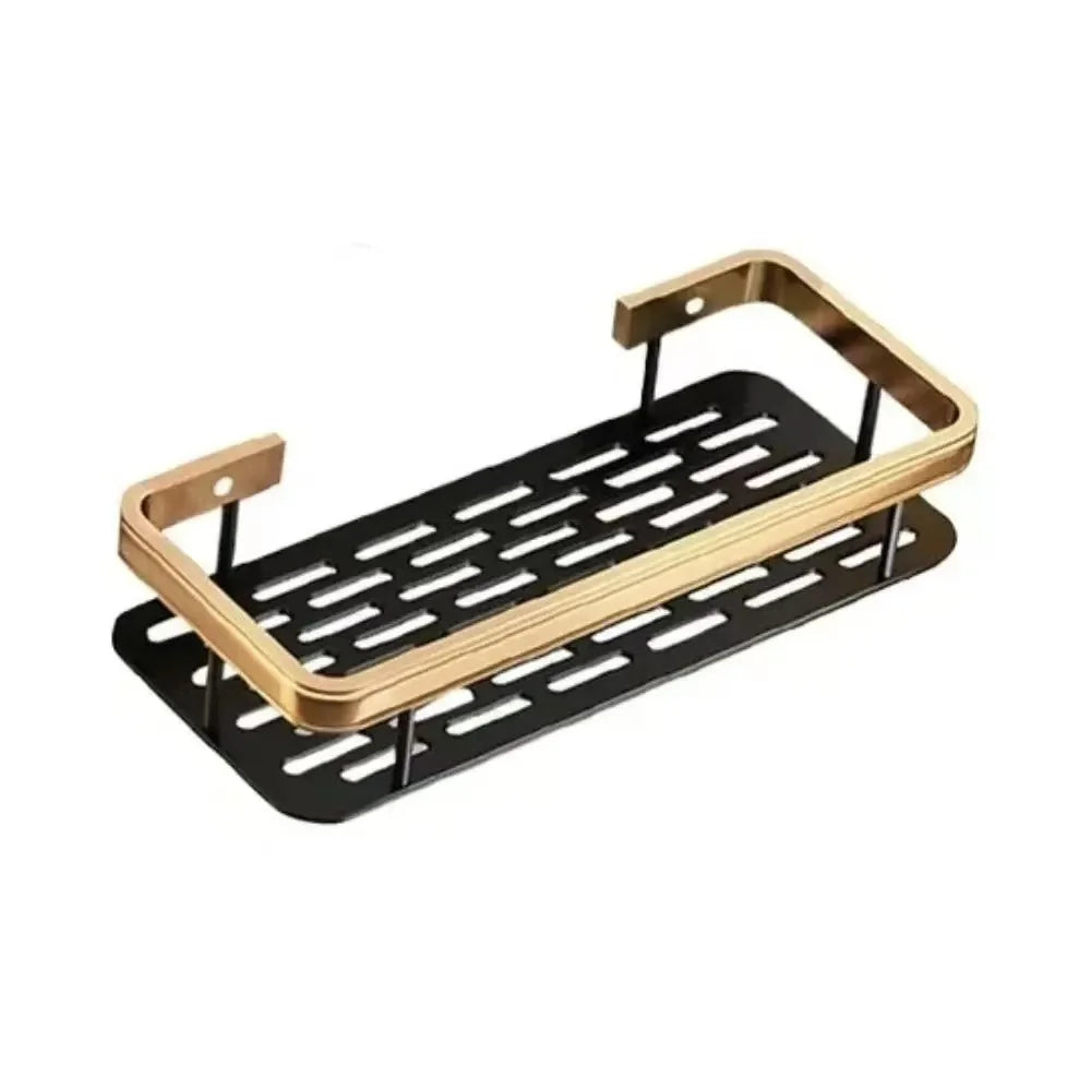 Wall-Mounted Aluminum Bathroom Shelf for Shampoo & Toiletries – No Drill Corner Rack for Showers & Kitchens
