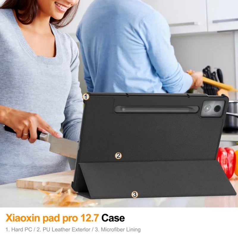 Smart Case for Lenovo Xiaoxin Pad Pro 12.7" - Folding Flip Stand with Auto Sleep Function for TB375FC/TB373FU Tablets