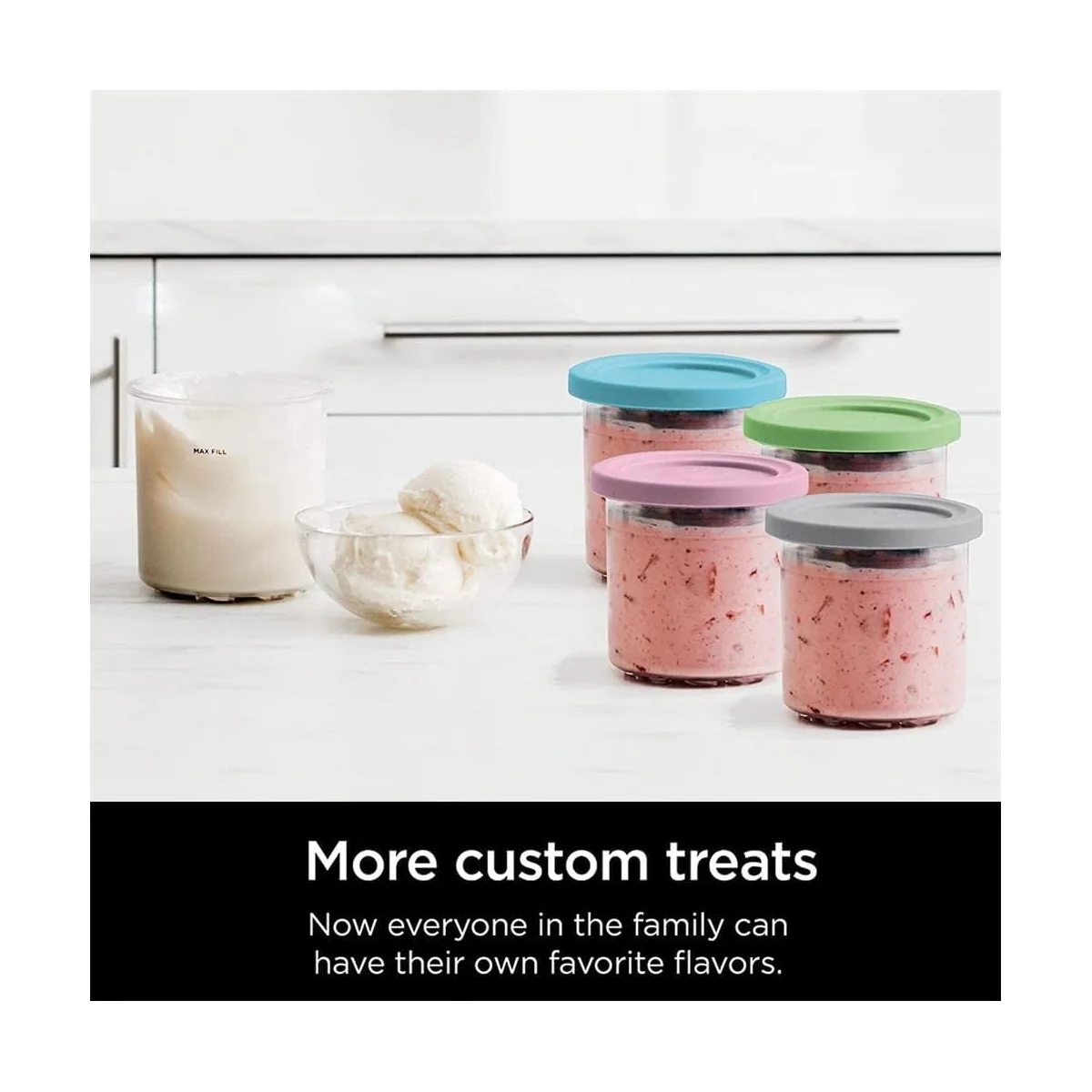Ice Cream Pints for Ninja Creami NC301 NC300 NC299AMZ - Durable Containers with Lids for Homemade Treats