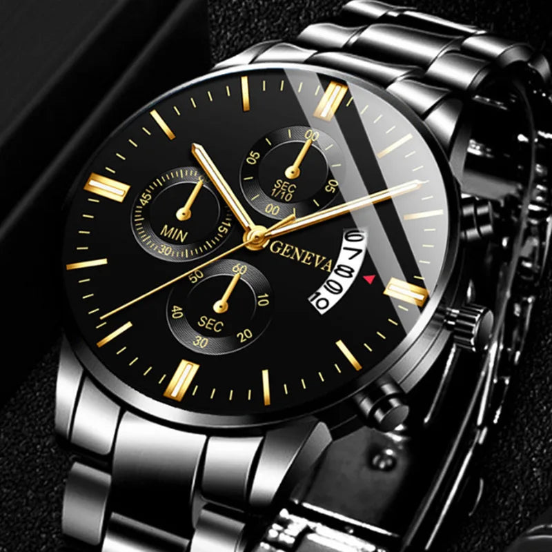 Luxury Men's Calendar Quartz Watch - Stylish Stainless Steel Business Timepiece for Confident Men