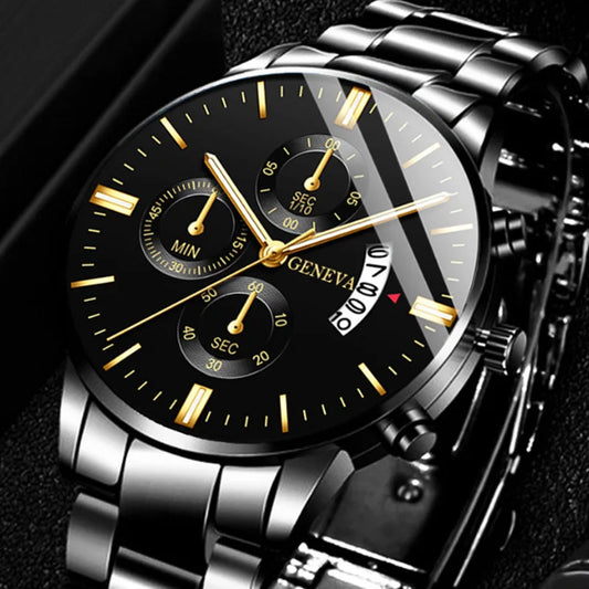 Luxury Men's Calendar Quartz Watch - Stylish Stainless Steel Business Timepiece for Confident Men