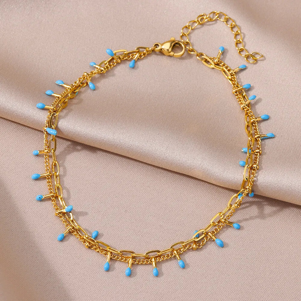 Gold Imitation Pearl Chain Anklet for Women - Summer Beach Leg Bracelet Accessory