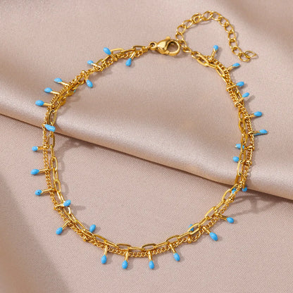 Gold Imitation Pearl Chain Anklet for Women - Summer Beach Leg Bracelet Accessory