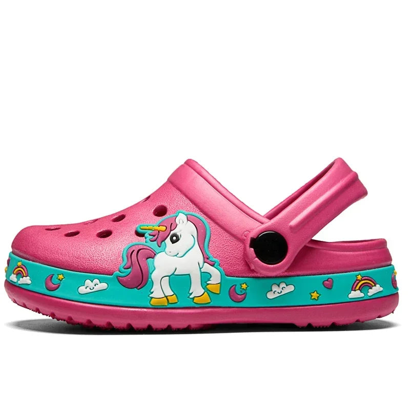 Children's Cartoon Excavator Print Clogs - Boys' Summer Slippers, Soft & Breathable Indoor Sports Footwear