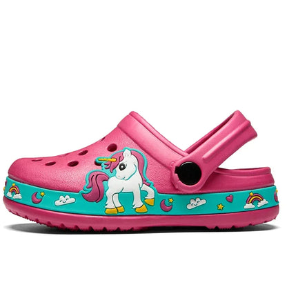 Children's Cartoon Excavator Print Clogs - Boys' Summer Slippers, Soft & Breathable Indoor Sports Footwear