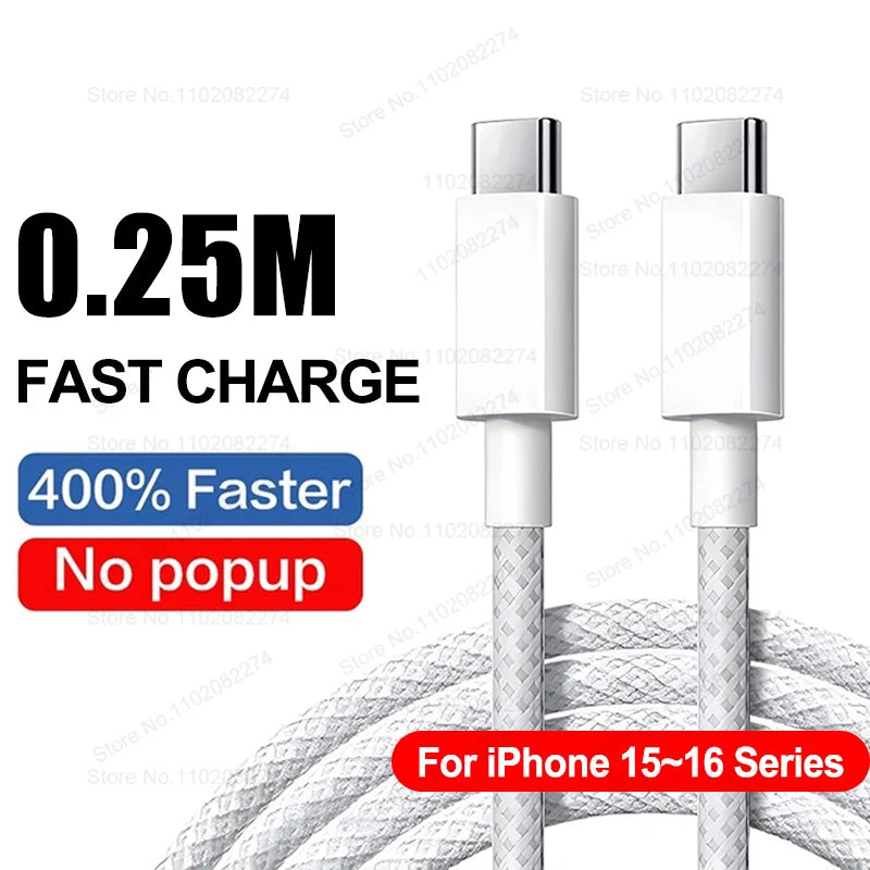 PD 40W Fast Charger for iPhone 14-16 Pro Max & Plus - USB-C Fast Charging Cable