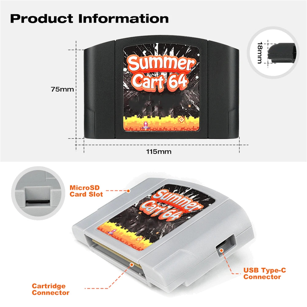 5400-in-1 N64 Game Cartridge with 32GB TF Card - No Region Restrictions for Nintendo 64 Retro Gaming