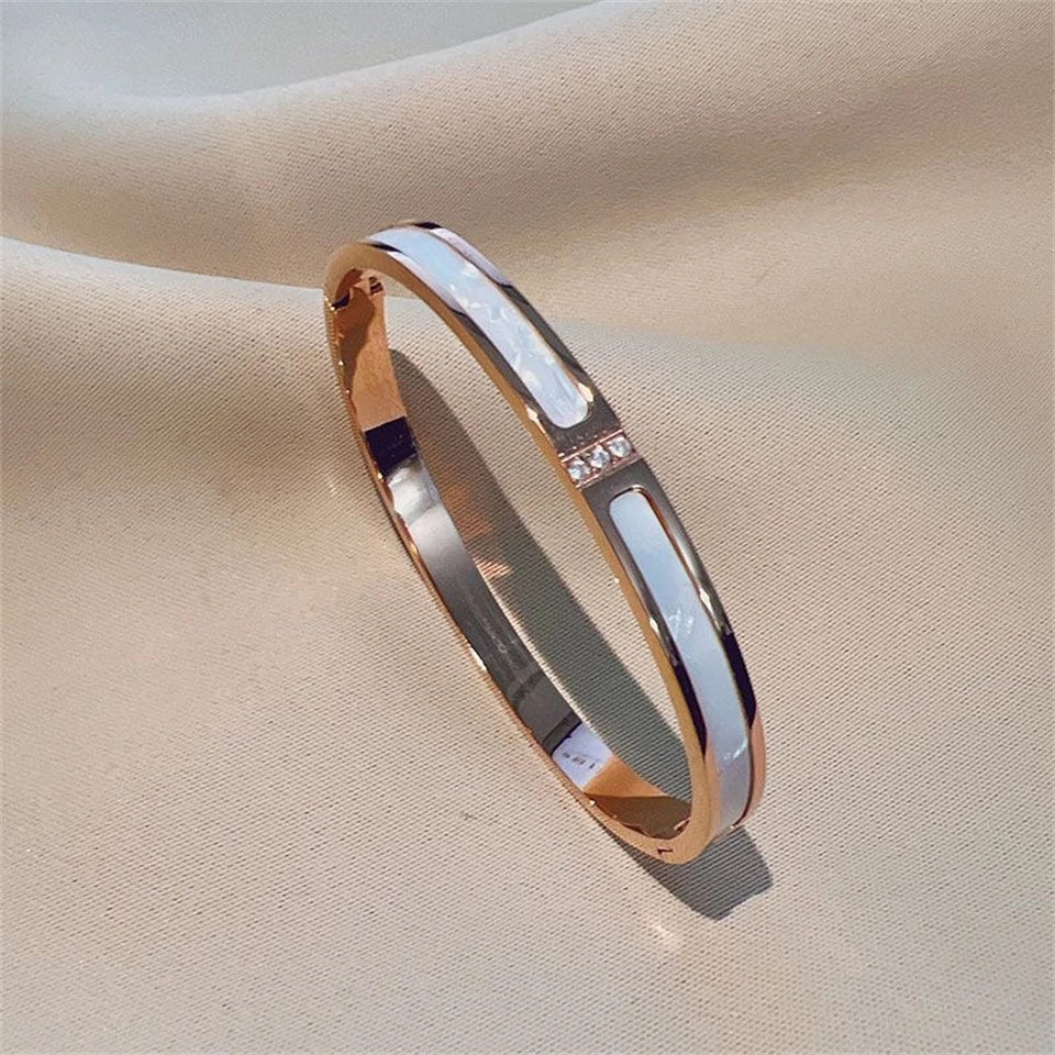 ZAKOL Sparkling Zirconia Stainless Steel Bracelet Set for Women - Stackable Bangles Fashion Jewelry Gift