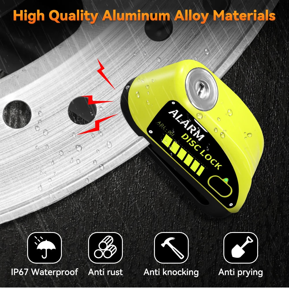 Extractme Motorcycle Alarm Disc Brake Lock - 120dB Anti-Theft Security for Bikes, Scooters & Motorcycles