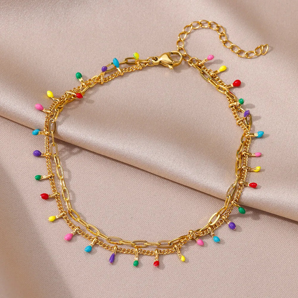 Gold Imitation Pearl Chain Anklet for Women - Summer Beach Leg Bracelet Accessory