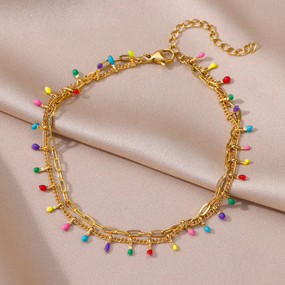 Gold Imitation Pearl Chain Anklet for Women - Summer Beach Leg Bracelet Accessory