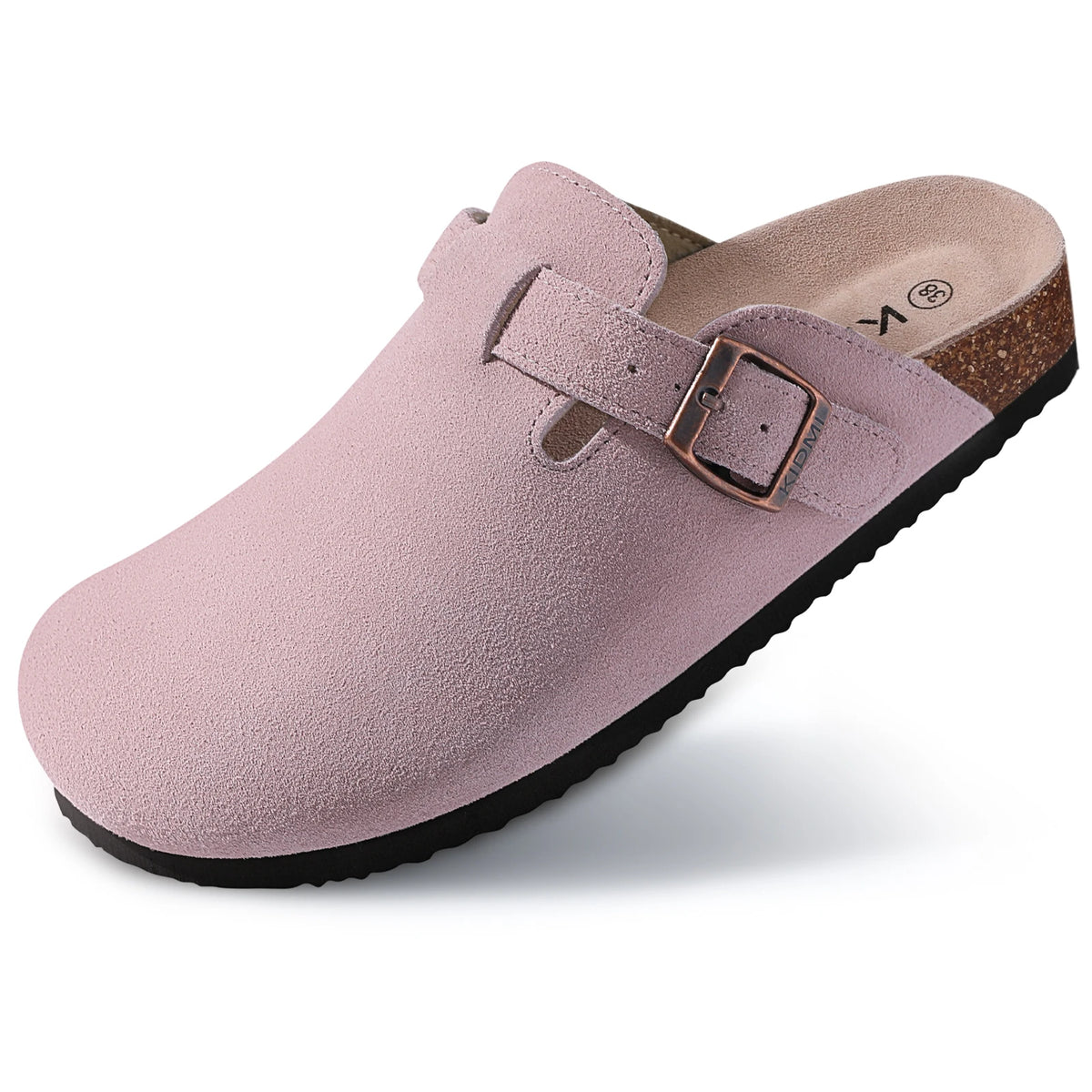 Comwarm Women's Suede Mules Slippers - Arch Support Clogs with Cork Insole for Beach, Outdoor, & Home Use