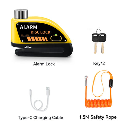 Extractme Motorcycle Alarm Disc Brake Lock - 120dB Anti-Theft Security for Bikes, Scooters & Motorcycles