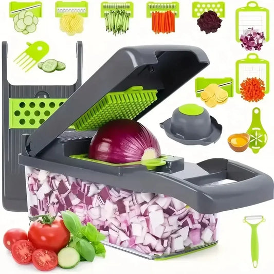 14-in-1 Multifunctional Vegetable Chopper & Slicer for Effortless Food Preparation in the Kitchen