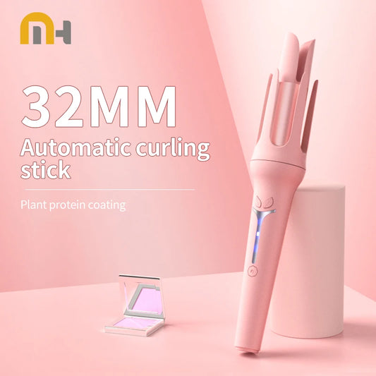 Automatic Curling Iron for Effortless Waves - 32mm Ceramic Hair Curler with 4-Speed Control & Fast Heating