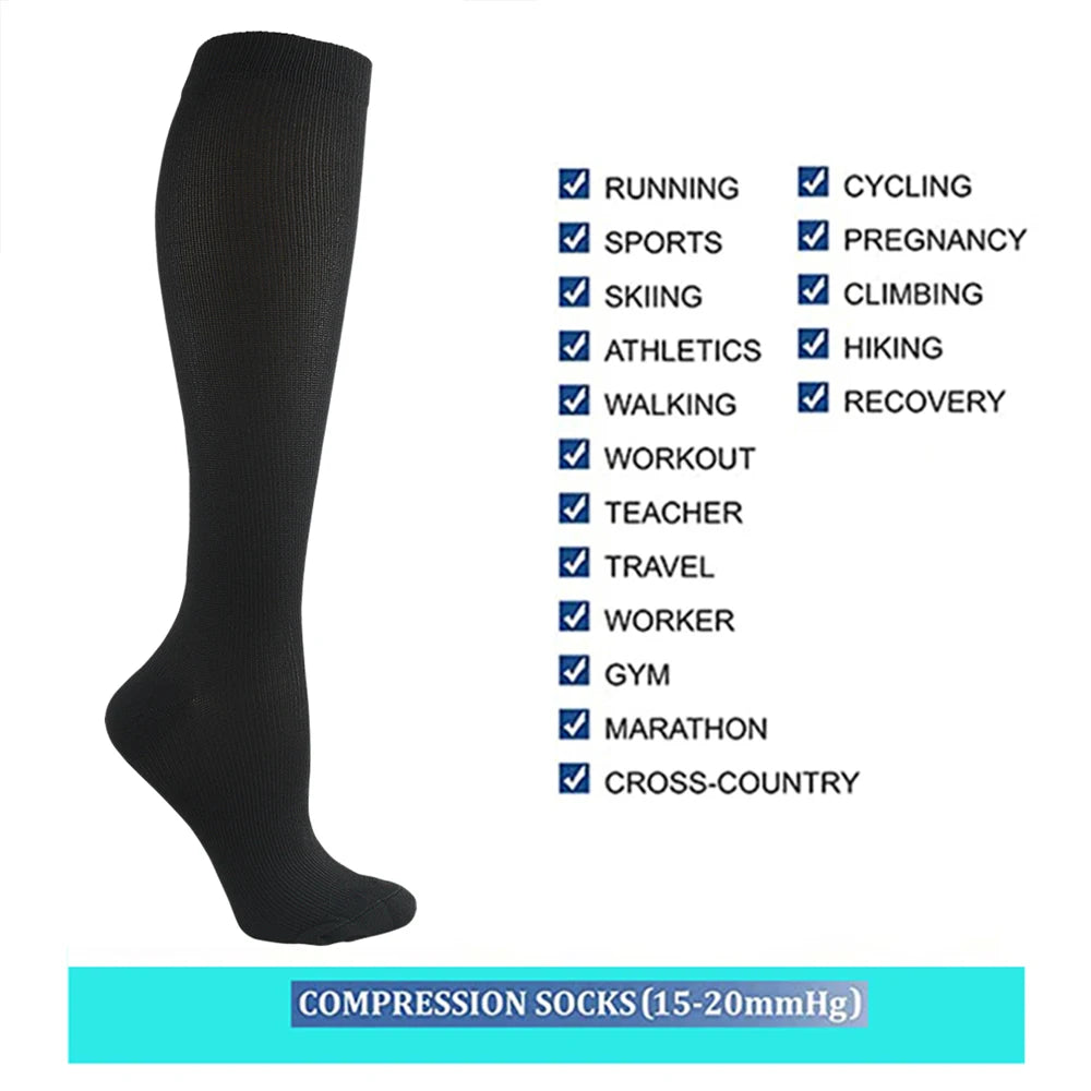 Varicose Veins Compression Socks for Golf, Rugby, Running, Hiking, Travel & Driving - Unisex Anti-Fatigue Support