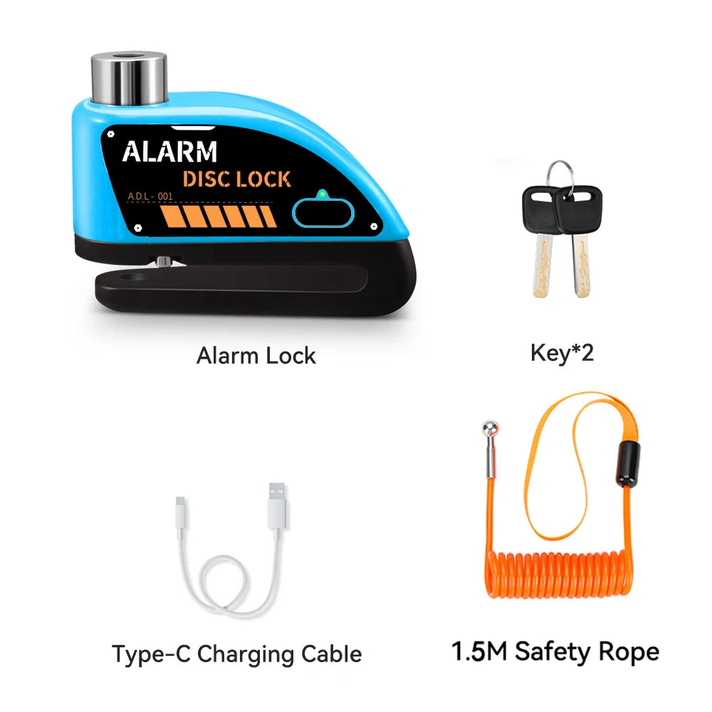 Extractme Motorcycle Alarm Disc Brake Lock - 120dB Anti-Theft Security for Bikes, Scooters & Motorcycles
