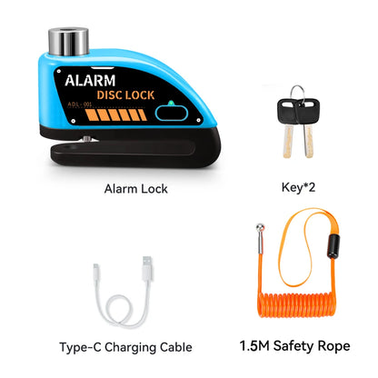 Extractme Motorcycle Alarm Disc Brake Lock - 120dB Anti-Theft Security for Bikes, Scooters & Motorcycles
