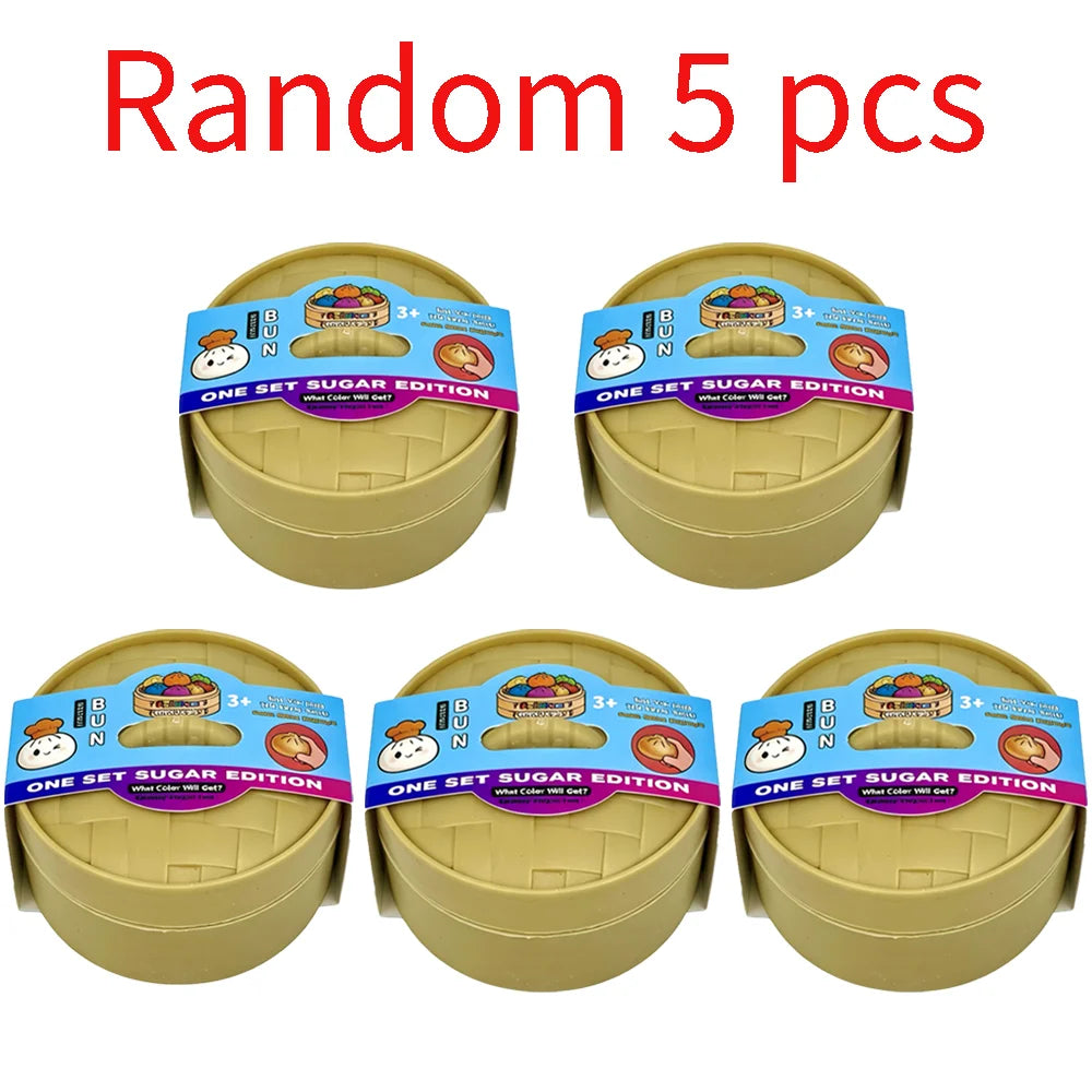 Colorful Simulated Steamed Bun Squeeze Toy - 1-6pcs Blind Box for Stress Relief & Sensory Play