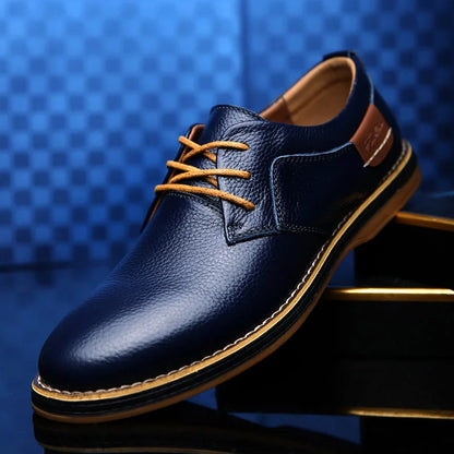 Men's Genuine Leather Brogue Oxfords - Italian Luxury Dress Shoes, Lace-Up Moccasins, Casual Plus Size 38-48