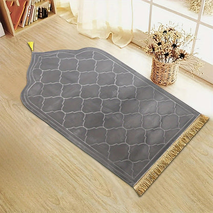 Thickened Flannel Prayer Mat for Comfort & Style - Irregular Plush Design with Tassels for Spiritual Practice