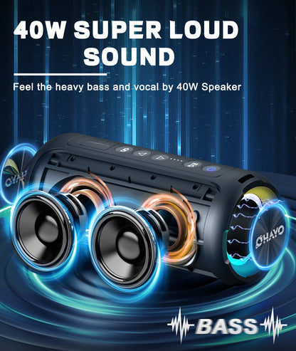 Ortizan X8 Pro Portable Bluetooth Speaker – 40W Stereo Sound, IPX7 Waterproof, 30H Playtime, RGB Lights, 3 EQ Modes