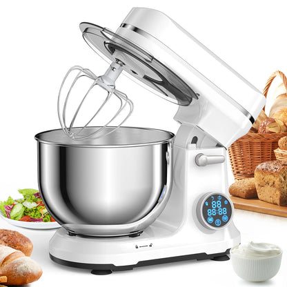 BioloMix 1200W Food Mixer with 11 Speeds, Digital OLED Screen, Dough Hook & Whisk for Baking Enthusiasts