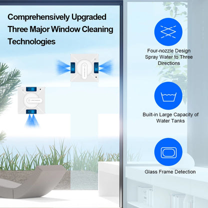 Robot Window Cleaner for Home - Liectroux YW509, Smart Vacuum with 4-Way Water Spray & Memory Function