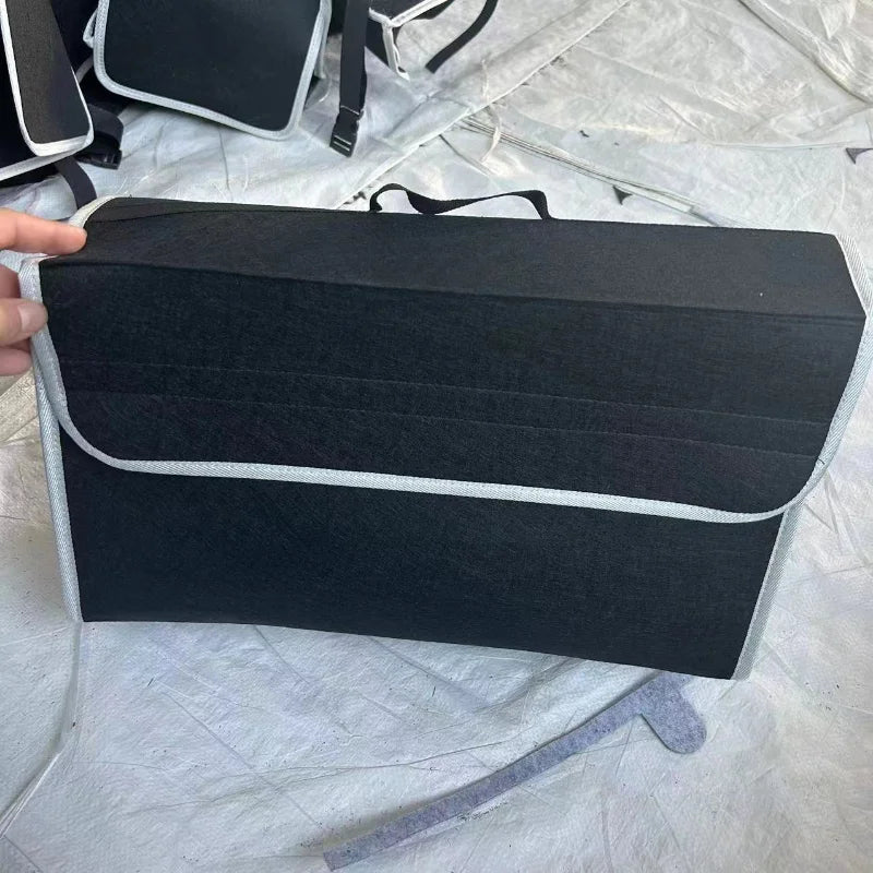 Gray Anti-Slip Car Trunk Organizer | Soft Felt Compartment Storage Bag for Vehicle Accessories