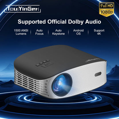 Touyinger ET32 Full HD 4K Projector - 1500 ANSI Brightness, 5G WiFi Smart Home Theater Video Player