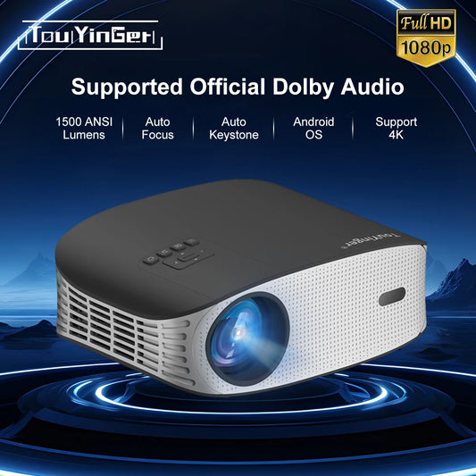 Touyinger ET32 Full HD 4K Projector - 1500 ANSI Brightness, 5G WiFi Smart Home Theater Video Player