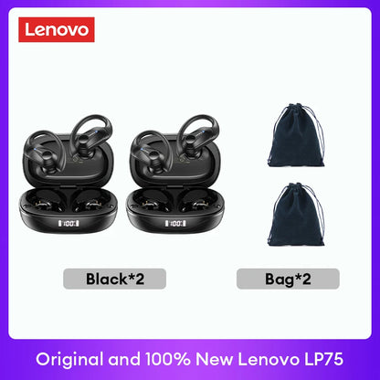 Lenovo LP75 TWS Bluetooth Headphones for Active Lifestyle - Wireless, Noise-Canceling, Waterproof with LED Display